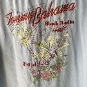 Tommy Bahama Light Blue Short-Sleeve Embroidered Tropical Microphone Tee